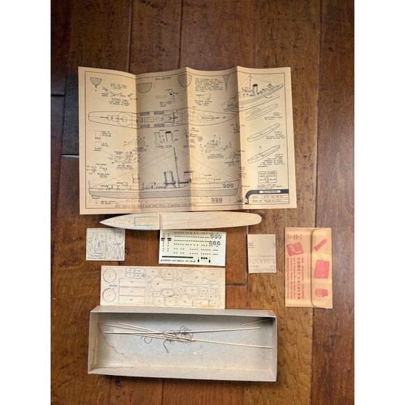 Vintage Comet Model Hobbycraft Inc. Destroyer Kit No. J6 Wood Model Kit 1940s - Picture 8 of 11